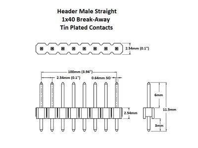 Header Male Straight 1x40 Tin Details