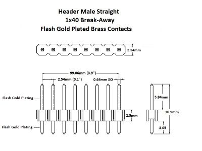 Header Male Straight 1x40 Flash Gold Details