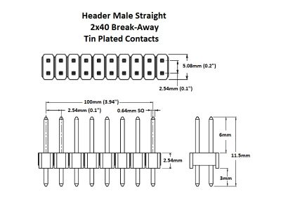 Header Male Straight 2x40 Tin Details
