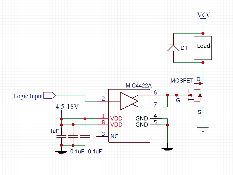 MIC4422A MOSFET Driver - Example Schematic