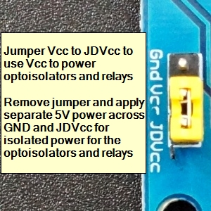 Relay Module 8 x 5V - Optoisolator Jumper