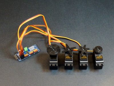16-Channel PWM Servo Controller - Shown with motors