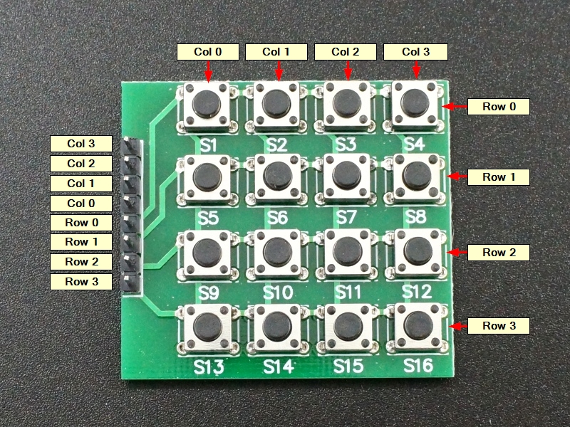 4x4 Matrix Array Keypad Clavier Module 16 bouton momentanée Tactile Switch 