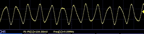 AD9833 Scope Capture 9Mhz sinewave