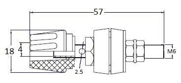 Banana Socket Binding Post, Panel Mount,50A - Dimensions