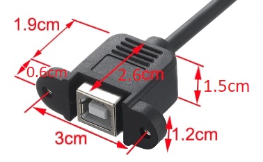 USB Type-B Extension Cable - Dimensions