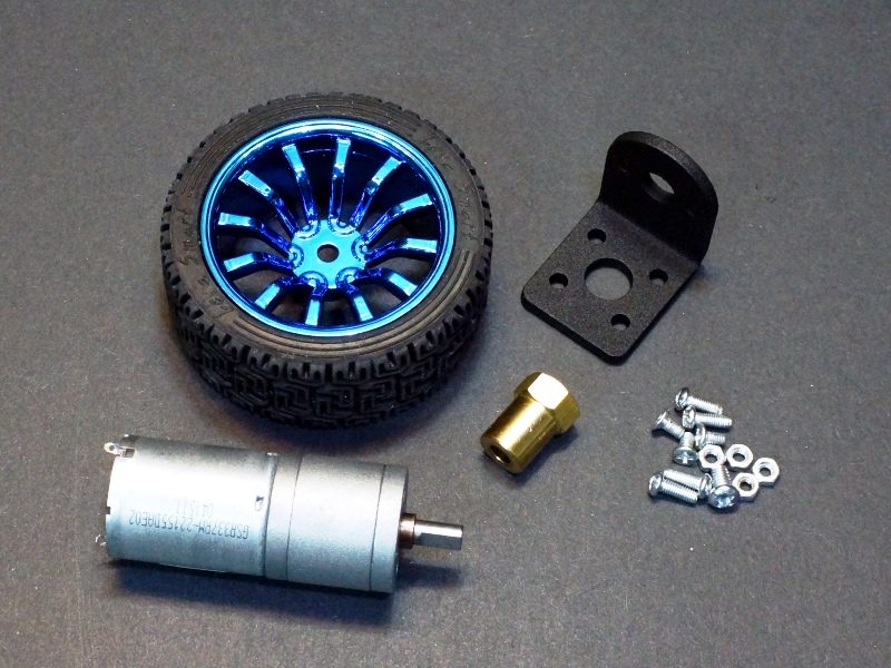 DC Geared Motor and Wheel Kit, 3-9V, 77RPM