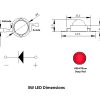 LED 3W Dimensions - Deep Red