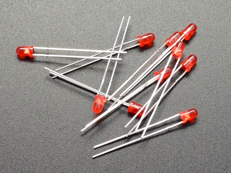 3 mm Pure Red Diffused LED's Pack of 20 # L03PRD 
