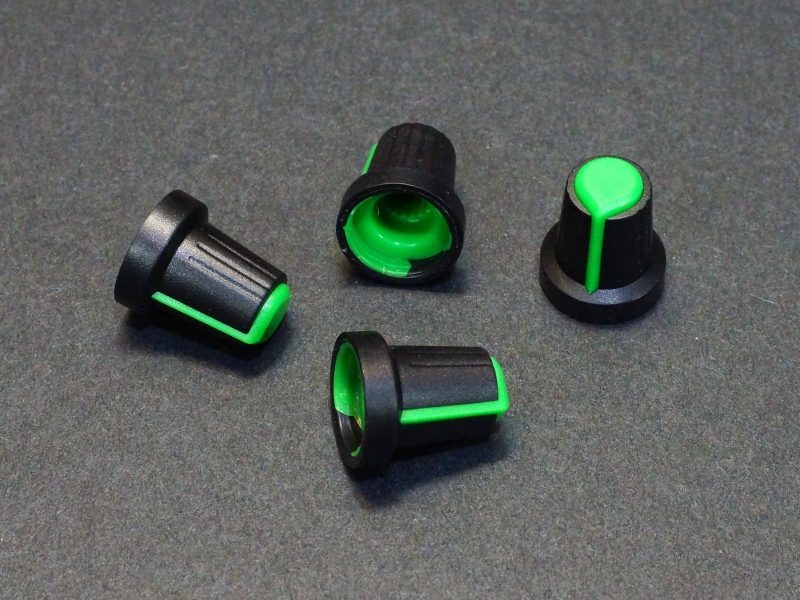 Potentiometer Control Knob Green Plastic - Qty 4