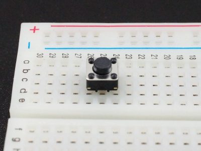 Tactile Pushbutton Square 6mm - 10mm Leads - In Breadboard