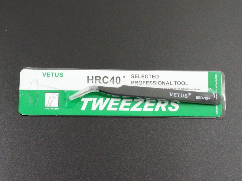 Vetus Pro ESD Safe Fine Tip Curved Tweezers - ESD-15 