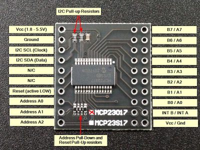 MCP23017 16-bit GPIO with I2C Interface Module - Connections