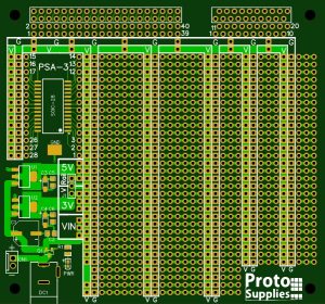 MCU Proto Board with 3.3 and 5V power - PCB Front