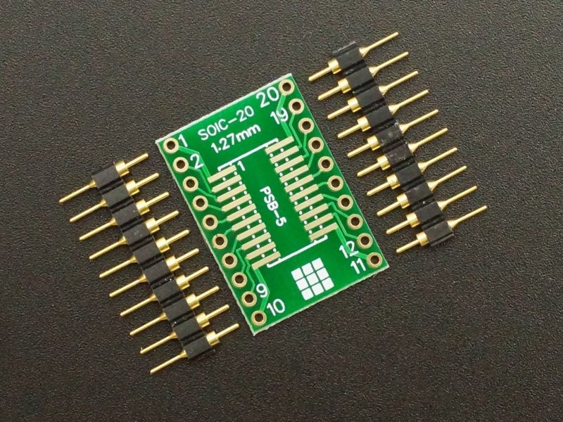 PCB SMD-20 to DIP ENIG with Machined Pins