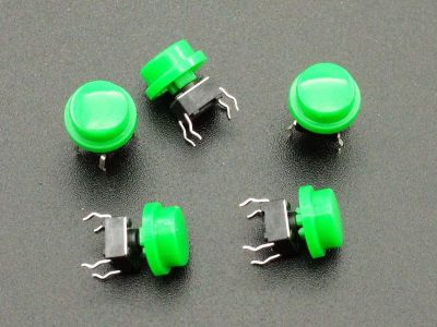 Tactile Pushbutton Green 6mm - 5 Pack