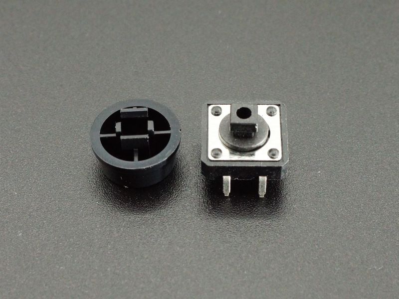 Tactile Pushbutton Black 12mm - Disassembled