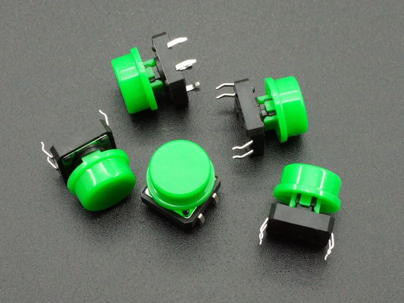 Tactile Pushbutton Green 12mm - 5 Pack