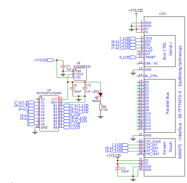 Project System LCD Section Schematic